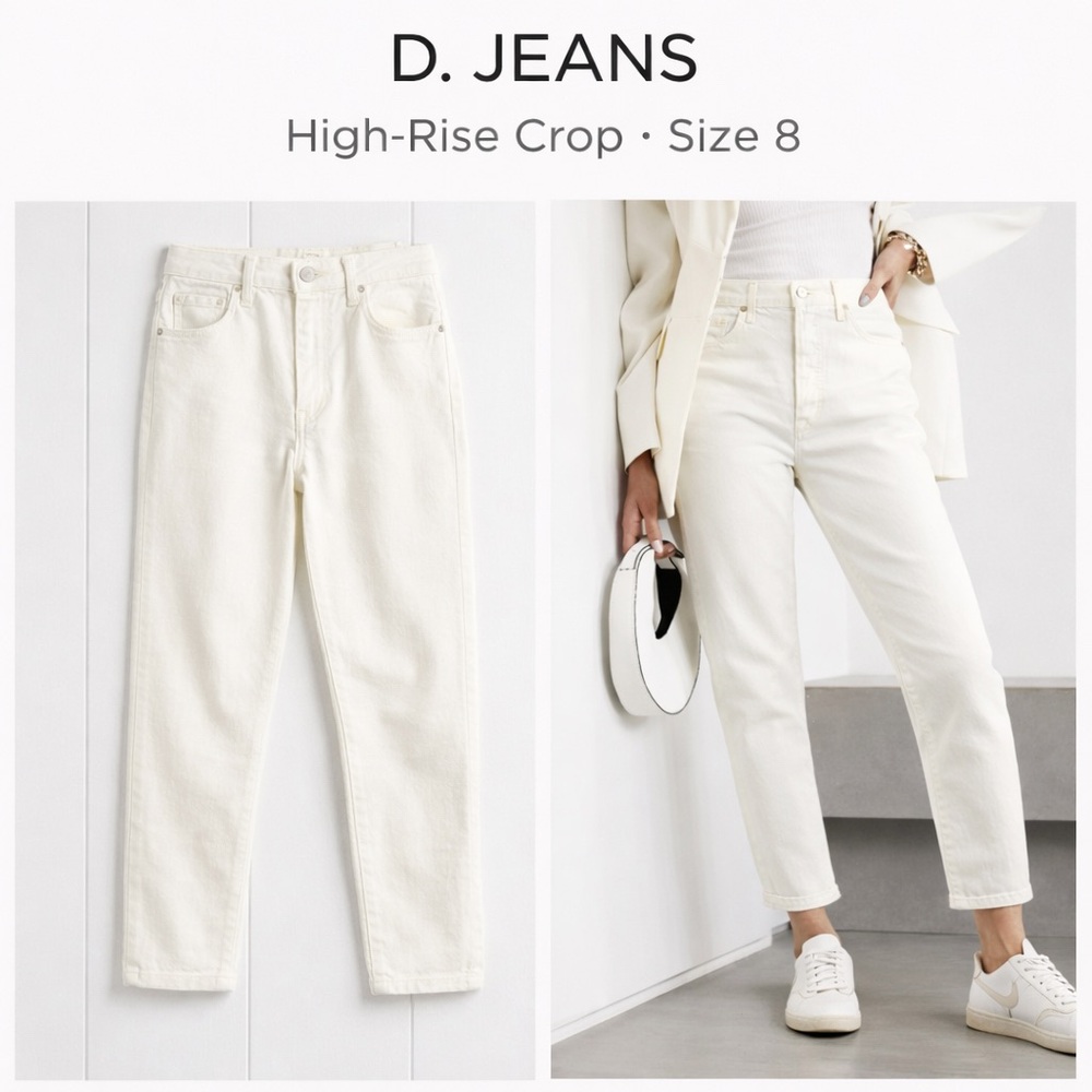 D. Jeans High-Rise Crop Jeans White Size 8 NWT Stretch Denim